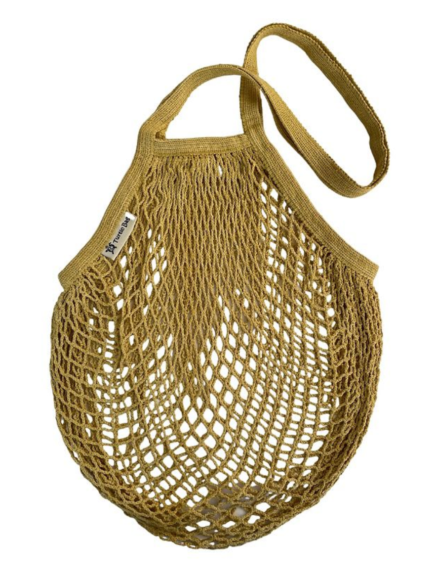 Turtle ORGANIC Botanical Dyes Cotton String Bag - Long Handles