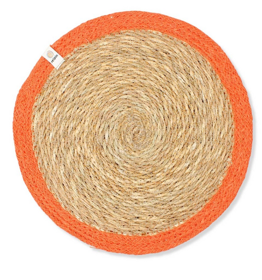 Seagrass and Jute Tablemat - natural/orange