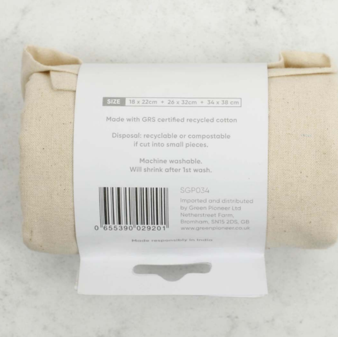 3 Pack Recycled Cotton Produce Bag SGP034