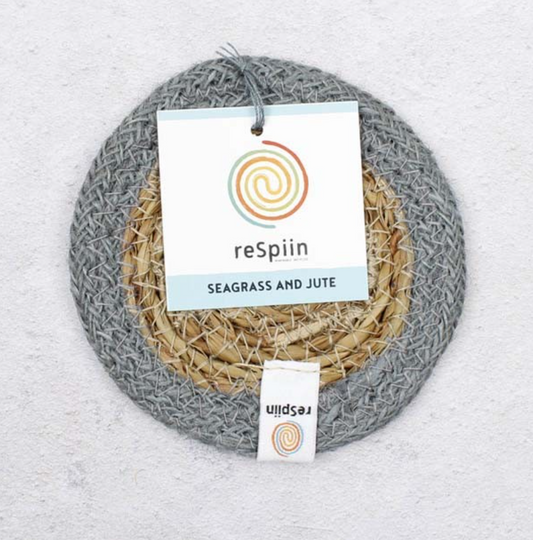 Seagrass and Jute Coaster - natural/grey