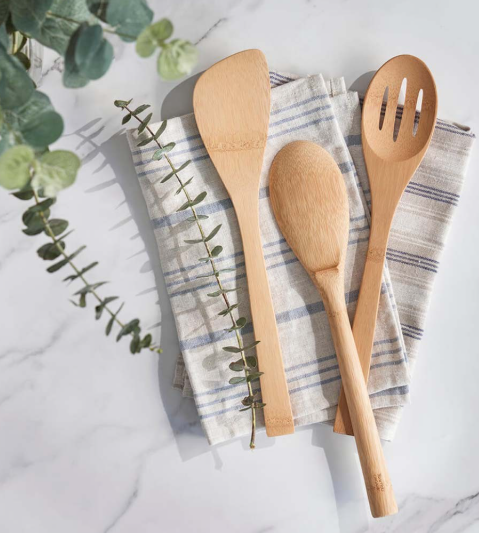 Bamboo Spatula, Spoon and Slotted Spoon