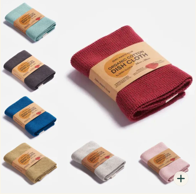 Organic Cotton Dish Cloth - various colours by Zero Waste club
