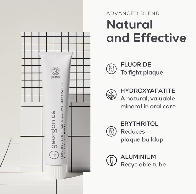 Toothpaste TUBE with Hydroxyapatite - Activated Charcoal (120ml) by Georganics