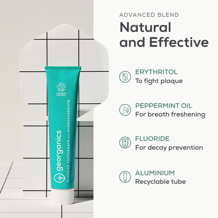 Toothpaste TUBE with Hydroxyapatite - Fresh Mint (120ml) by Georganics