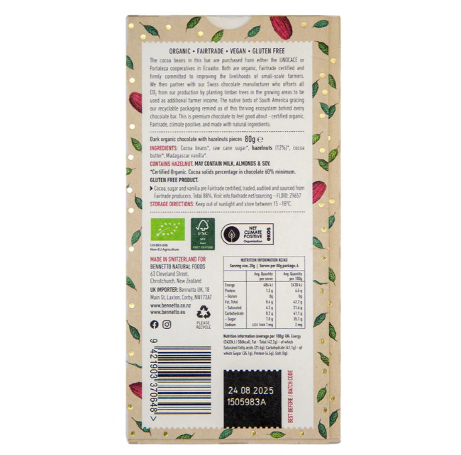 Bennetto Chocolate Bars 80g- Various flavours by Bennetto