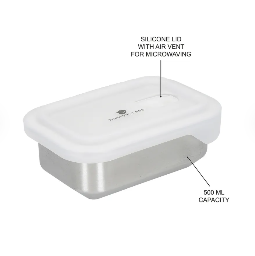 500ml Stainless Steel Food Storage Container with Lid - by Masterclass