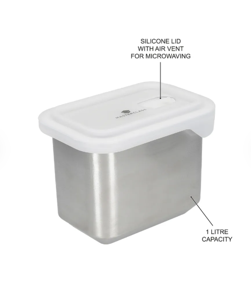 1000ml Stainless Steel Food Storage Container with Lid - by Masterclass