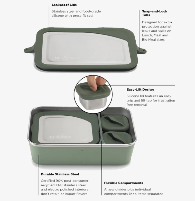 Rise SMALL Meal Box - 680ml - in various colours by Klean Kanteen
