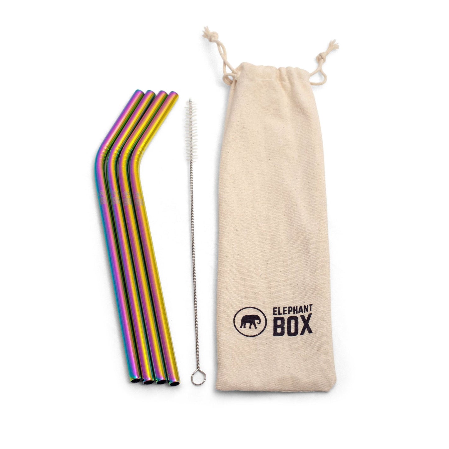 Elephant Box - 4 Pack Rainbow Stainless Steel Straws