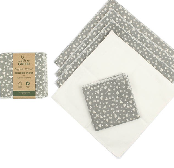 Organic Cotton Reusable Wipes - Pack of 5