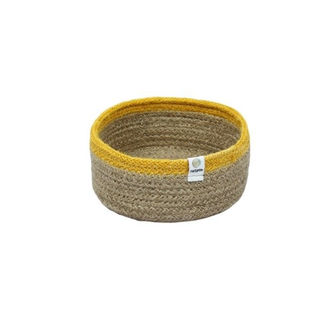 Shallow Jute Basket – Small – Natural/Yellow