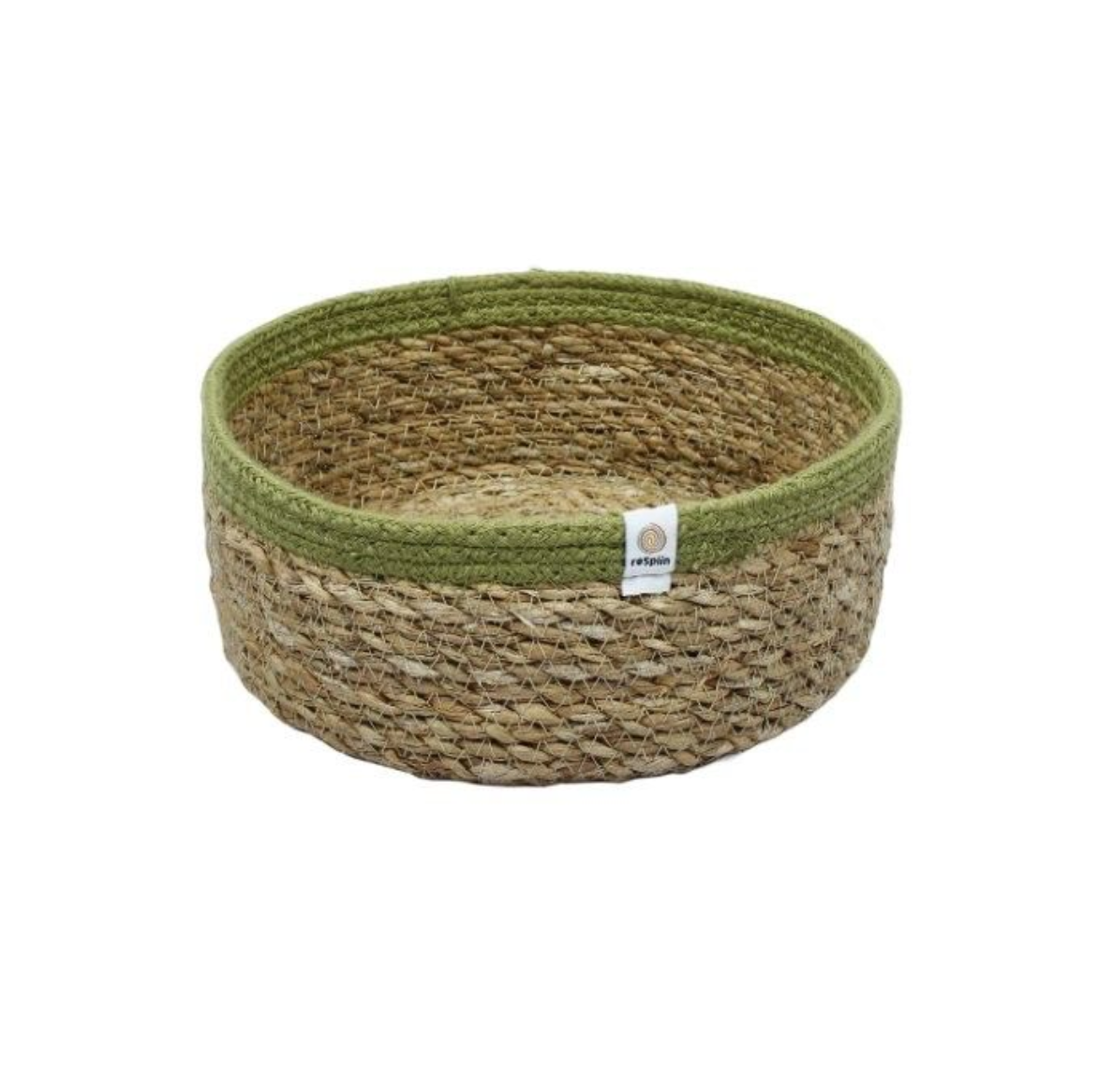 Shallow Seagrass and Jute Basket – Medium – Natural/Green