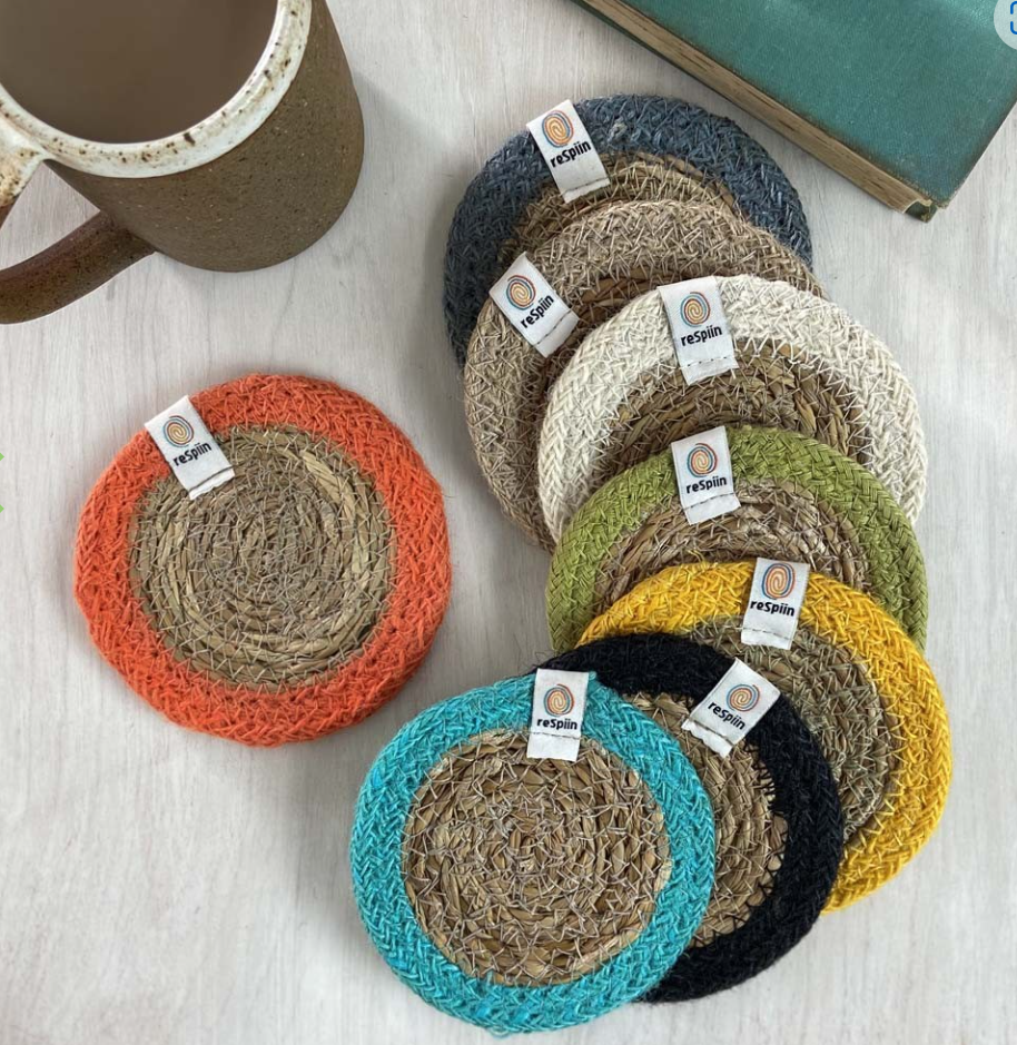 Seagrass and Jute Coaster - natural/grey
