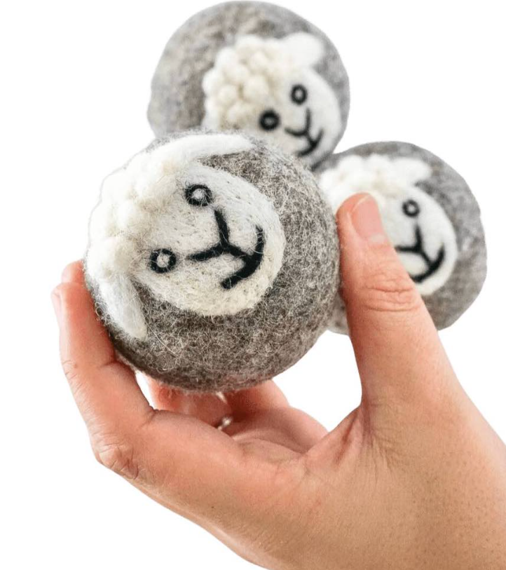 Sheep Wool Dryer Balls - Set of 3 & Storage Bag