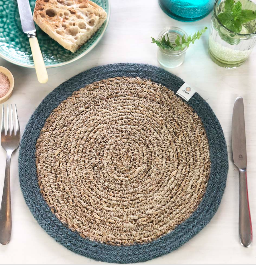 Seagrass and Jute Tablemat - natural/grey
