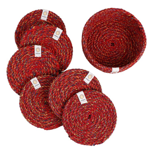 Multicoloured Recycled Cotton Coaster Set by Respiin