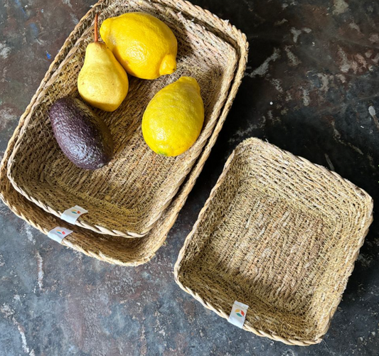 Seagrass Rectangular Basket Set - Natural by Respiin