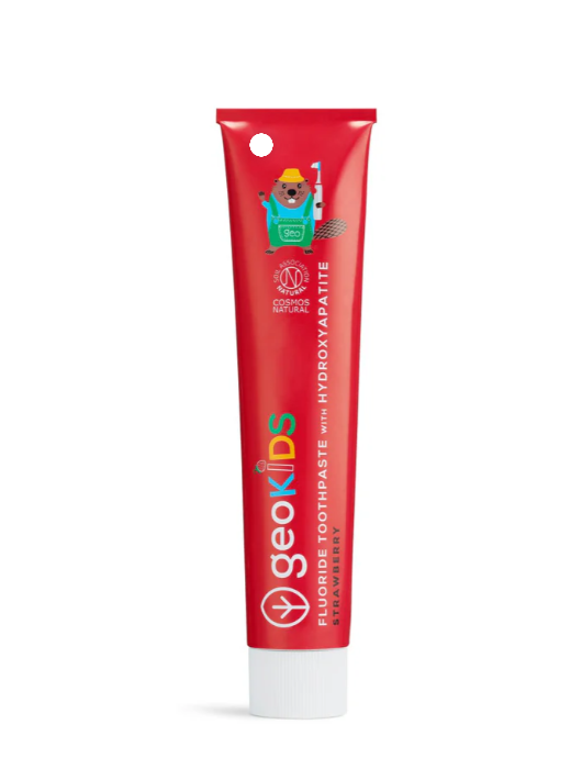 KIDS Toothpaste TUBE with Hydroxyapatite - Strawberry with Fluoride (120ml) by Georganics