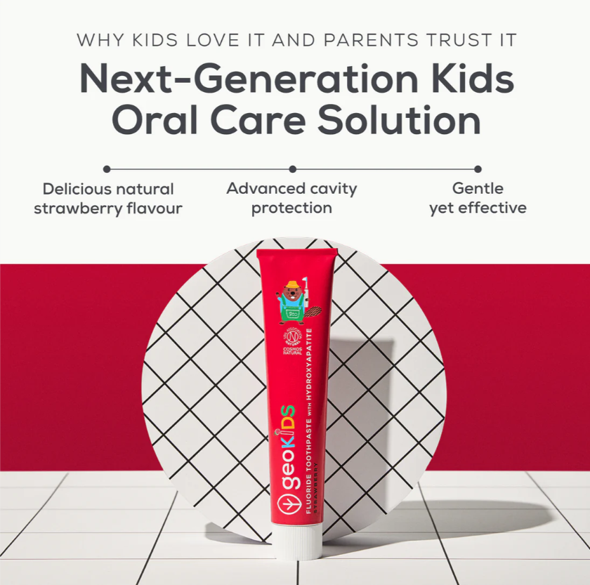 KIDS Toothpaste TUBE with Hydroxyapatite - Strawberry with Fluoride (120ml) by Georganics