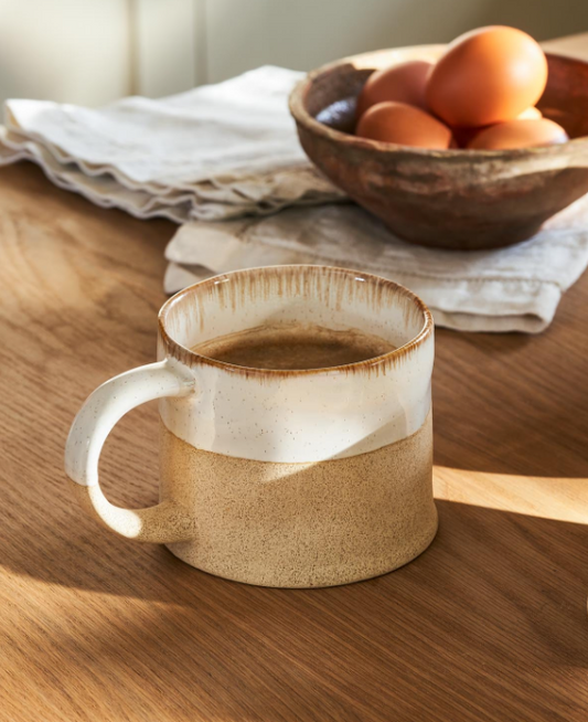 Half Glazed Mugs - Set of 2 - White
