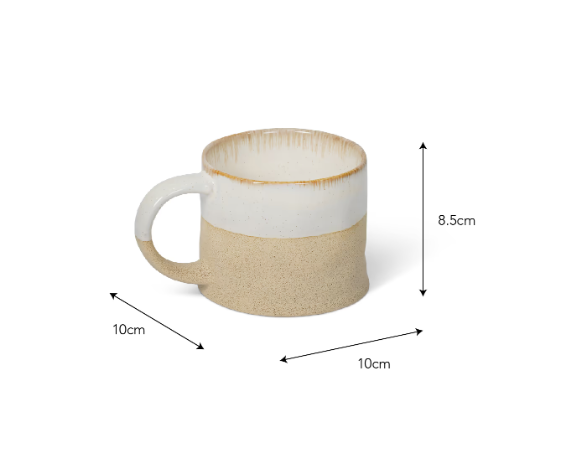 Half Glazed Mugs - Set of 2 - White