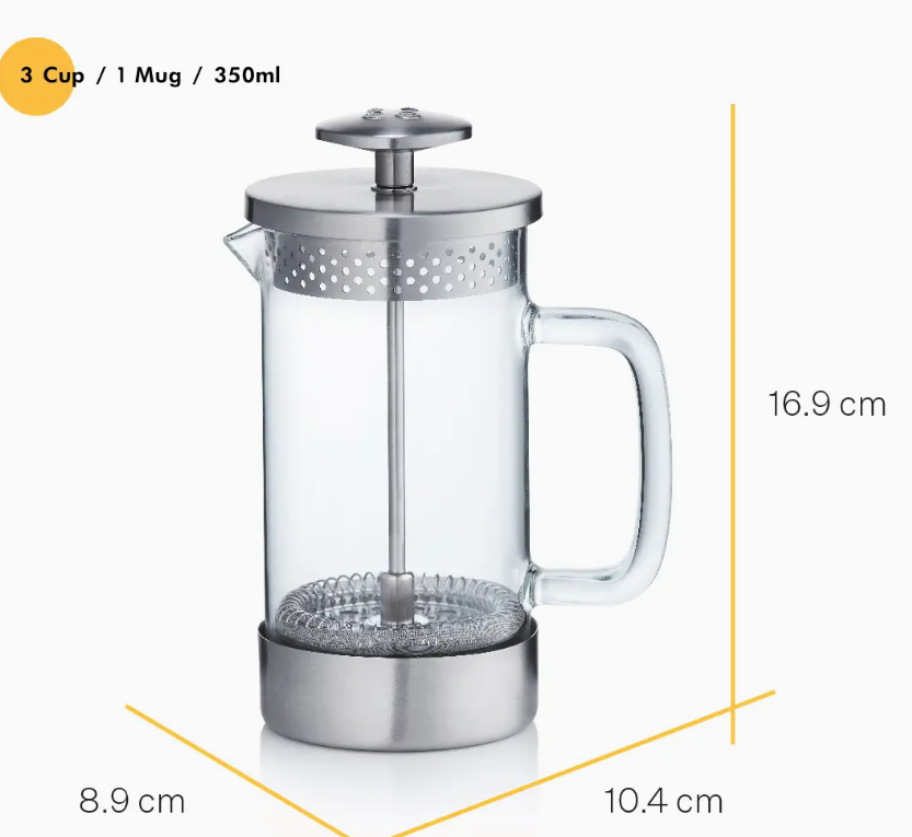 Core Coffee Press - 3 cup cafetiere - Stainless Steel Black