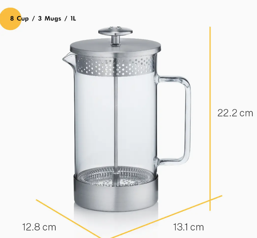 Core Coffee Press - 6 cup cafetiere - Stainless Steel Black