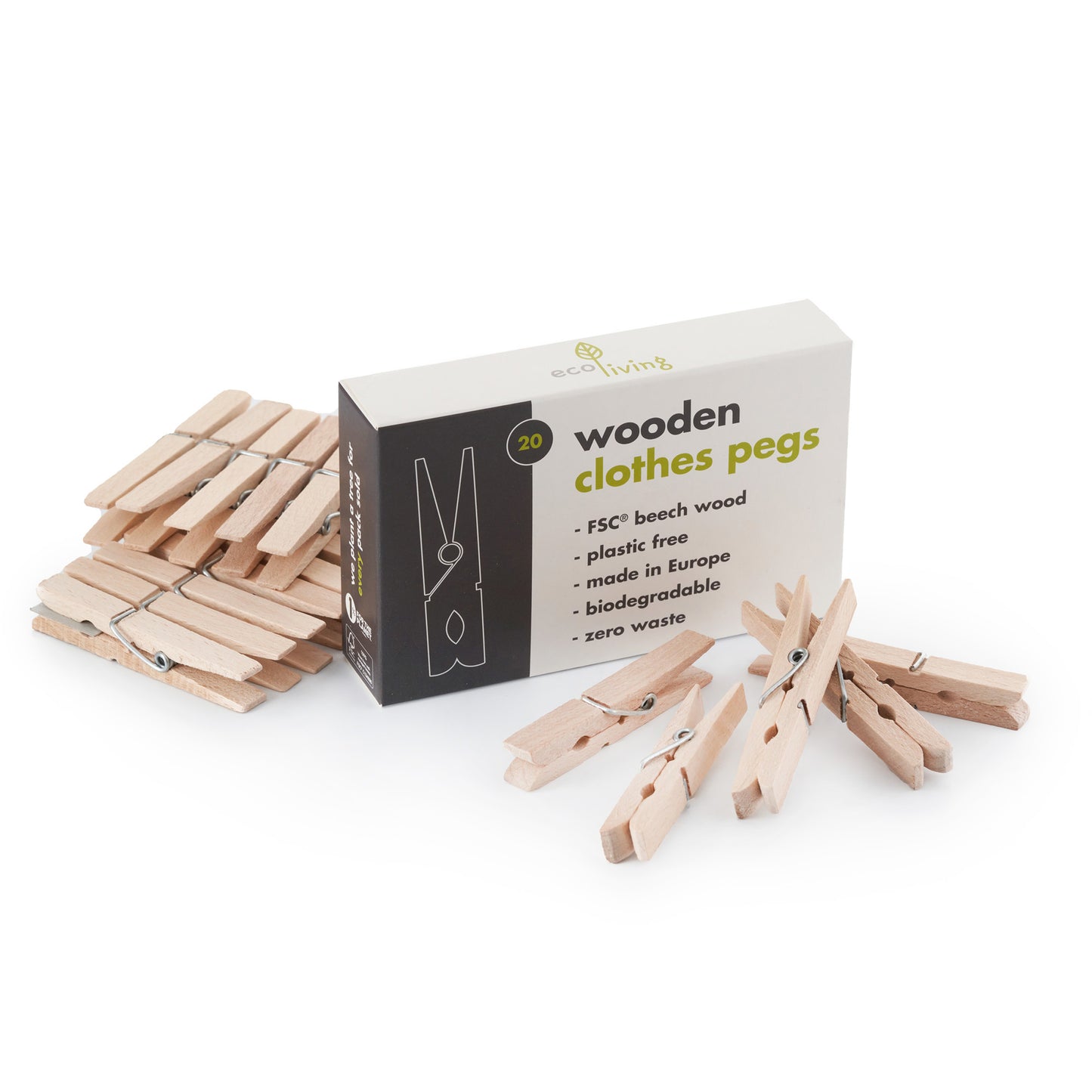 Wooden Clothes Pegs - Pack of 20